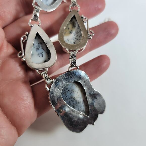 Sterling Silver Necklace with Dendritic Agate Unique Artisan Handcrafted Jewelry - Picture 10 of 10